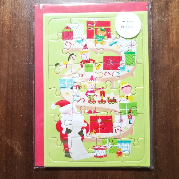 Christmas Hallmark Greeting Card Puzzle Kids Santa Train Gifts Nice List Child - Picture 1 of 5